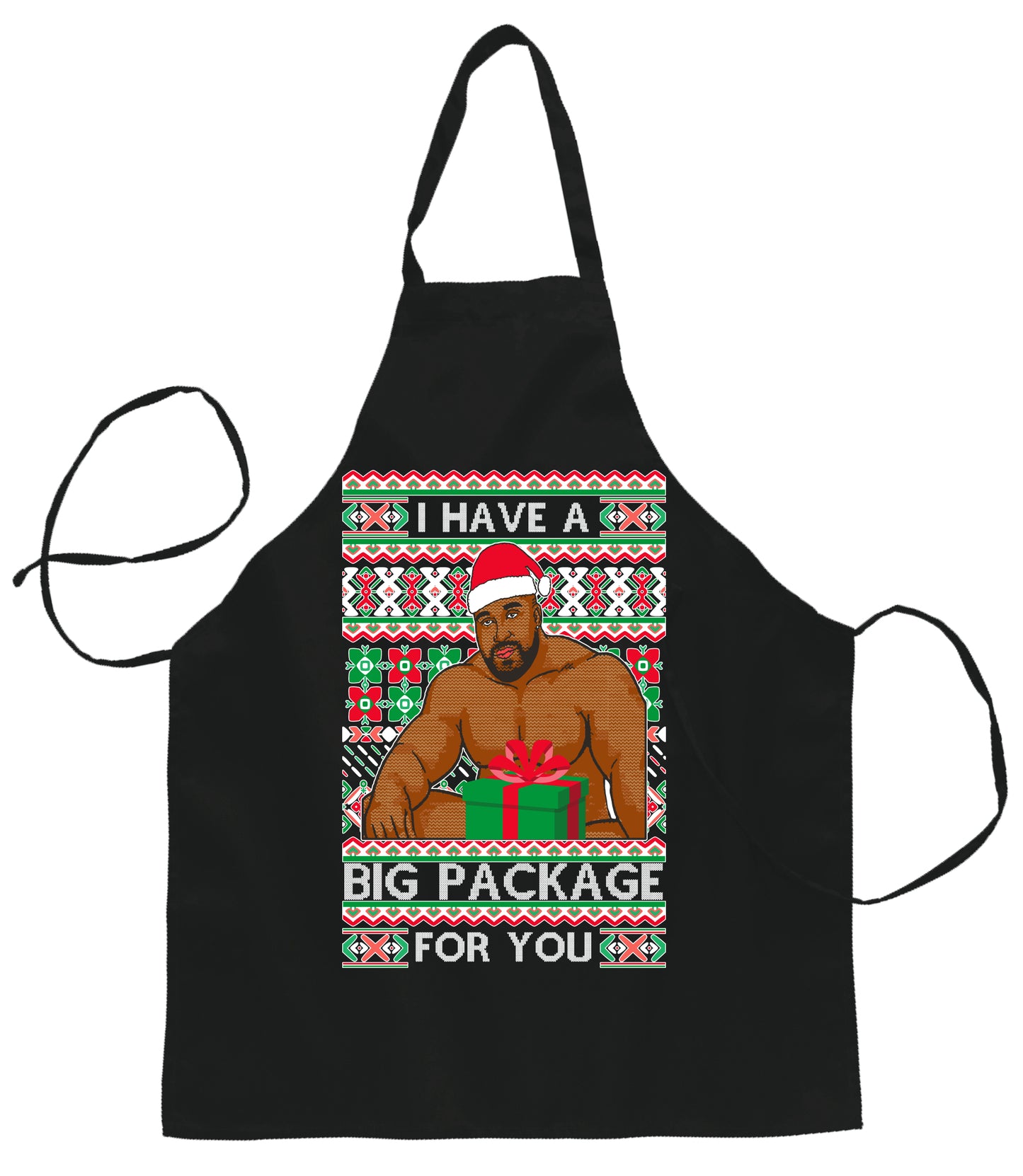 I Have a Big Package Meme Barry Wood Christmas Ugly Christmas Sweater Ugly Christmas Butcher Graphic Apron for Kitchen BBQ Grilling Cooking