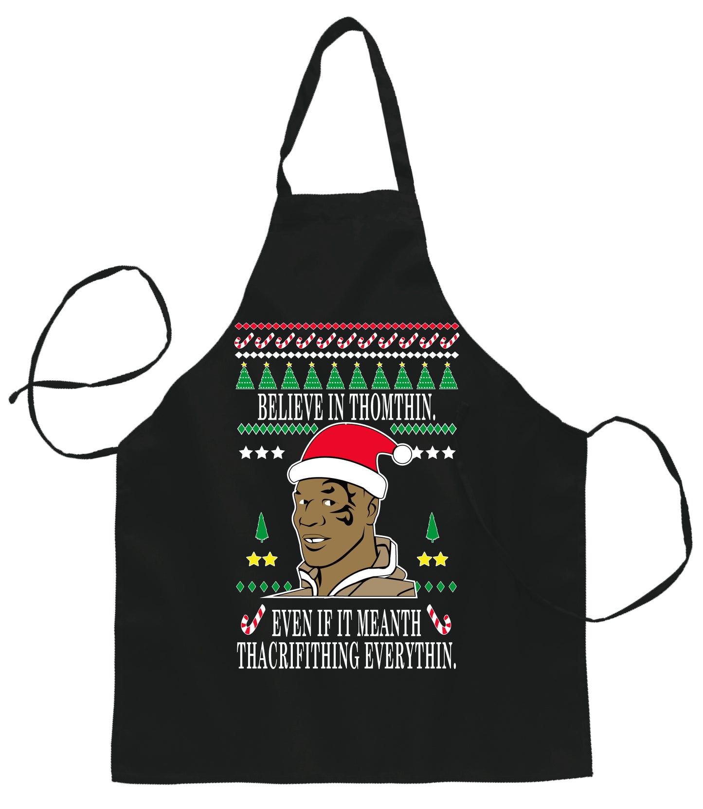 Lisp Believe in Thomthin Thacrifithing Everythin Christmas Ugly Christmas Sweater Ugly Christmas Butcher Graphic Apron for Kitchen BBQ Grilling Cooking