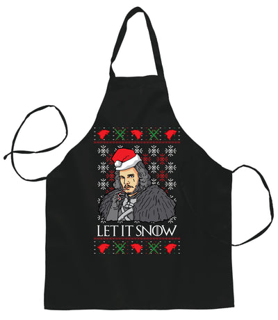 Ugly Ugly Christmas Let It Snow Jon Snow Full Color GoT Christmas Ugly Christmas Sweater Ugly Christmas Butcher Graphic Apron for Kitchen BBQ Grilling Cooking