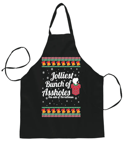 Ugly Ugly Christmas Jolliest Bunch of Assholes Xmas Movie Christmas Ugly Christmas Sweater Ugly Christmas Butcher Graphic Apron for Kitchen BBQ Grilling Cooking
