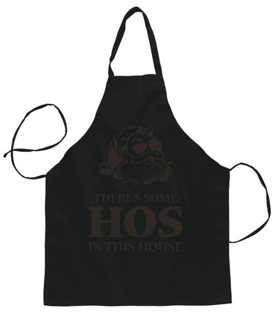 Theres Some Hos in This House Christmas Ugly Christmas Sweater Ugly Christmas Butcher Graphic Apron for Kitchen BBQ Grilling Cooking