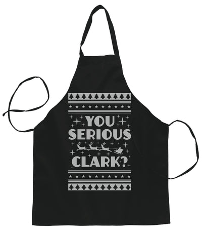 You Serious Clark Movie Christmas Ugly Christmas Sweater Ugly Christmas Butcher Graphic Apron for Kitchen BBQ Grilling Cooking