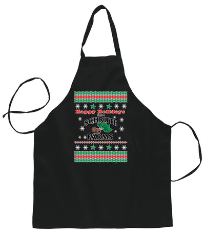 Ugly Ugly Christmas Happy Holidays from Schrute Farms Ugly Christmas Sweater Ugly Christmas Butcher Graphic Apron for Kitchen BBQ Grilling Cooking