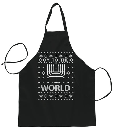 Oy to The World Ugly Christmas Sweater Ugly Christmas Butcher Graphic Apron for Kitchen BBQ Grilling Cooking