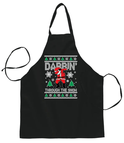 Ugly Ugly Christmas Darbin Through The Snow Ugly Christmas Sweater Ugly Christmas Butcher Graphic Apron for Kitchen BBQ Grilling Cooking