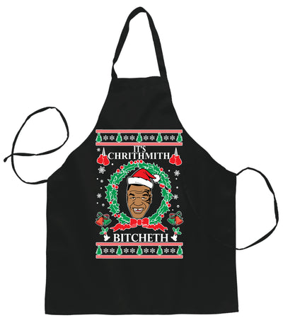Ugly Ugly Christmas It's Chrithmith Bitcheth Ugly Christmas Sweater Ugly Christmas Butcher Graphic Apron for Kitchen BBQ Grilling Cooking