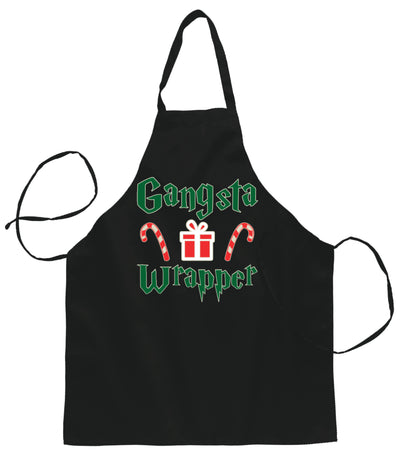 Ugly Ugly Christmas Gangsta Wrapper Ugly Christmas Sweater Ugly Christmas Butcher Graphic Apron for Kitchen BBQ Grilling Cooking