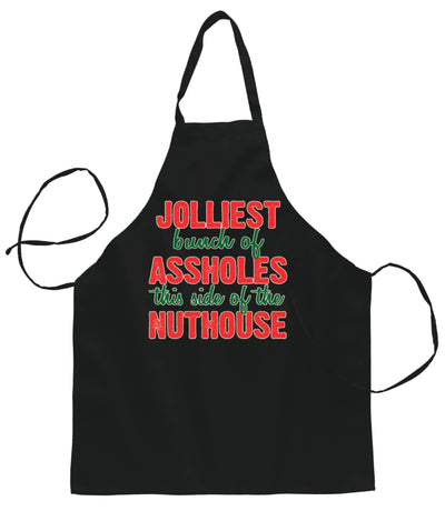 Ugly Ugly Christmas Jolliest Bunch of Assholes This Side of Nuthouse Ugly Christmas Sweater Ugly Christmas Butcher Graphic Apron for Kitchen BBQ Grilling Cooking