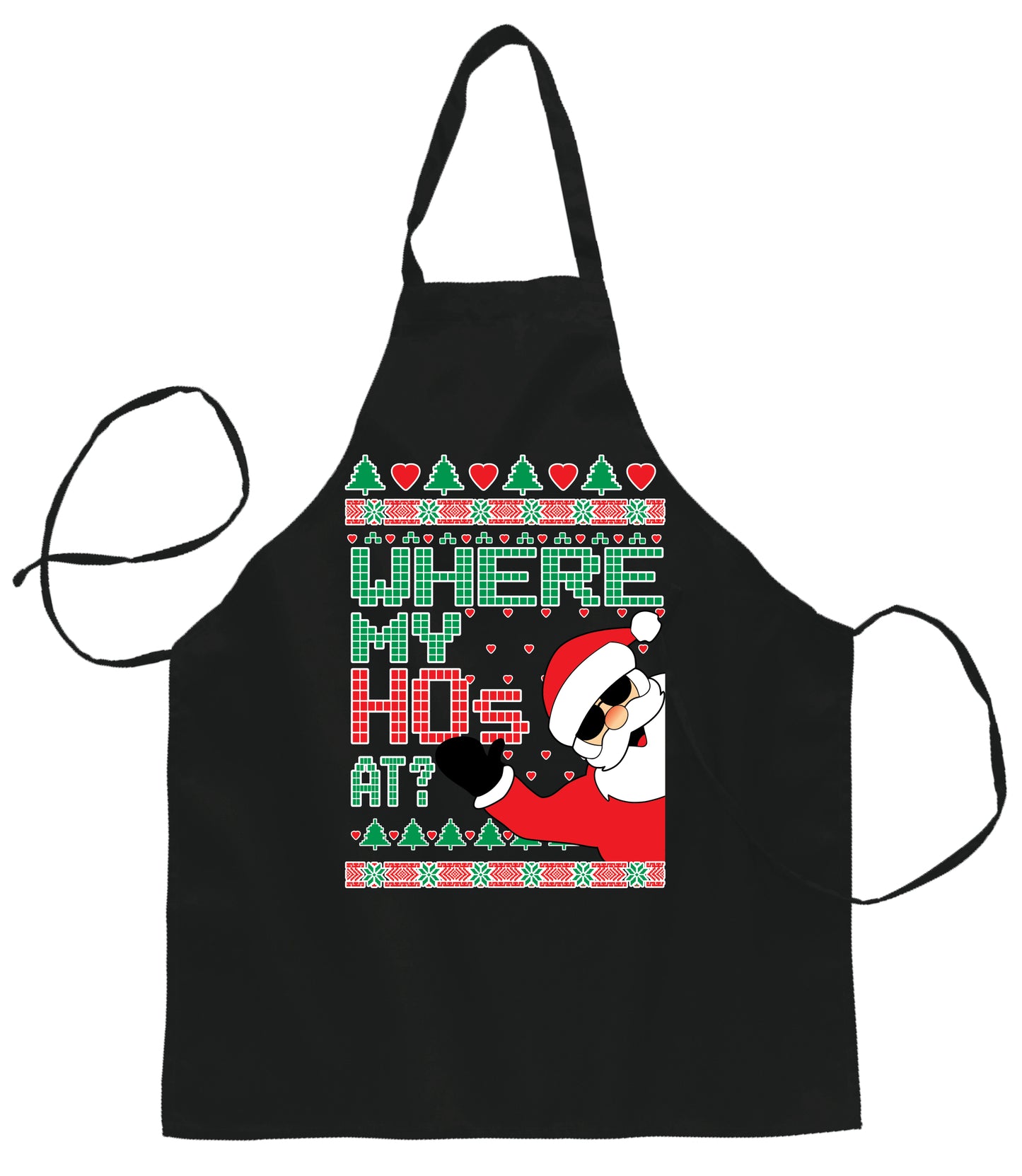 Ugly Ugly Christmas Where My Ho's at? Ugly Christmas Sweater Ugly Christmas Butcher Graphic Apron for Kitchen BBQ Grilling Cooking