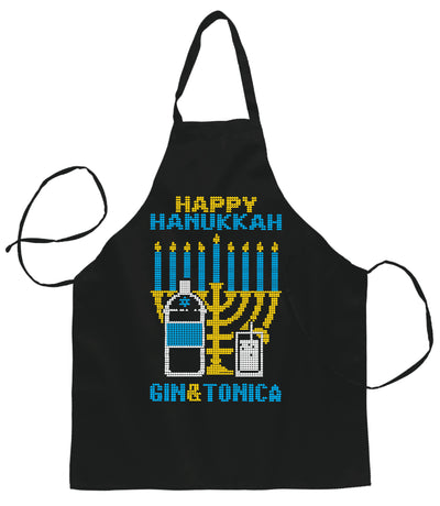 Ugly Ugly Christmas Happy Hanukkah Gin & Tonica Hanukkah Christmas Ugly Christmas Sweater Ugly Christmas Butcher Graphic Apron for Kitchen BBQ Grilling Cooking