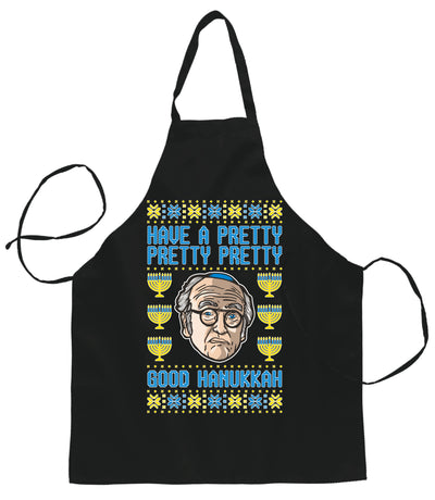 Ugly Ugly Christmas Have a Pretty Pretty Pretty Good Hanukkah Curb Larry Hanukkah Christmas Ugly Christmas Sweater Ugly Christmas Butcher Graphic Apron for Kitchen BBQ Grilling Cooking