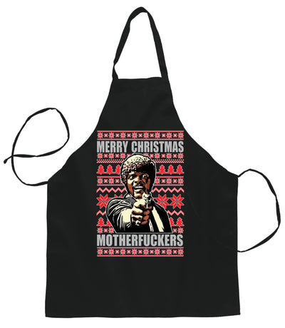 Ugly Ugly Christmas Merry Christmas Motherfuckers  Ugly Christmas Sweater Ugly Christmas Butcher Graphic Apron for Kitchen BBQ Grilling Cooking