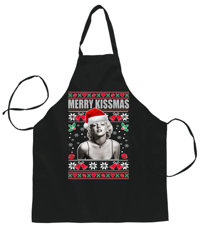 Ugly Ugly Christmas Merry Kissmas  Ugly Christmas Sweater Ugly Christmas Butcher Graphic Apron for Kitchen BBQ Grilling Cooking