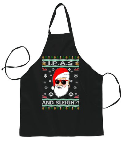 Original Hipster IPAs and Sleigh?!  Ugly Christmas Sweater Ugly Christmas Butcher Graphic Apron for Kitchen BBQ Grilling Cooking