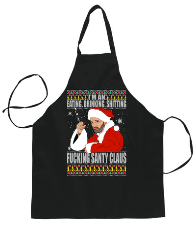 Ugly Ugly Christmas Bad Santa Fucking Santy Claus  Ugly Christmas Sweater Ugly Christmas Butcher Graphic Apron for Kitchen BBQ Grilling Cooking
