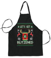 Ugly Ugly Christmas Let's Get Blitzened Rein Beer  Ugly Christmas Sweater Ugly Christmas Butcher Graphic Apron for Kitchen BBQ Grilling Cooking