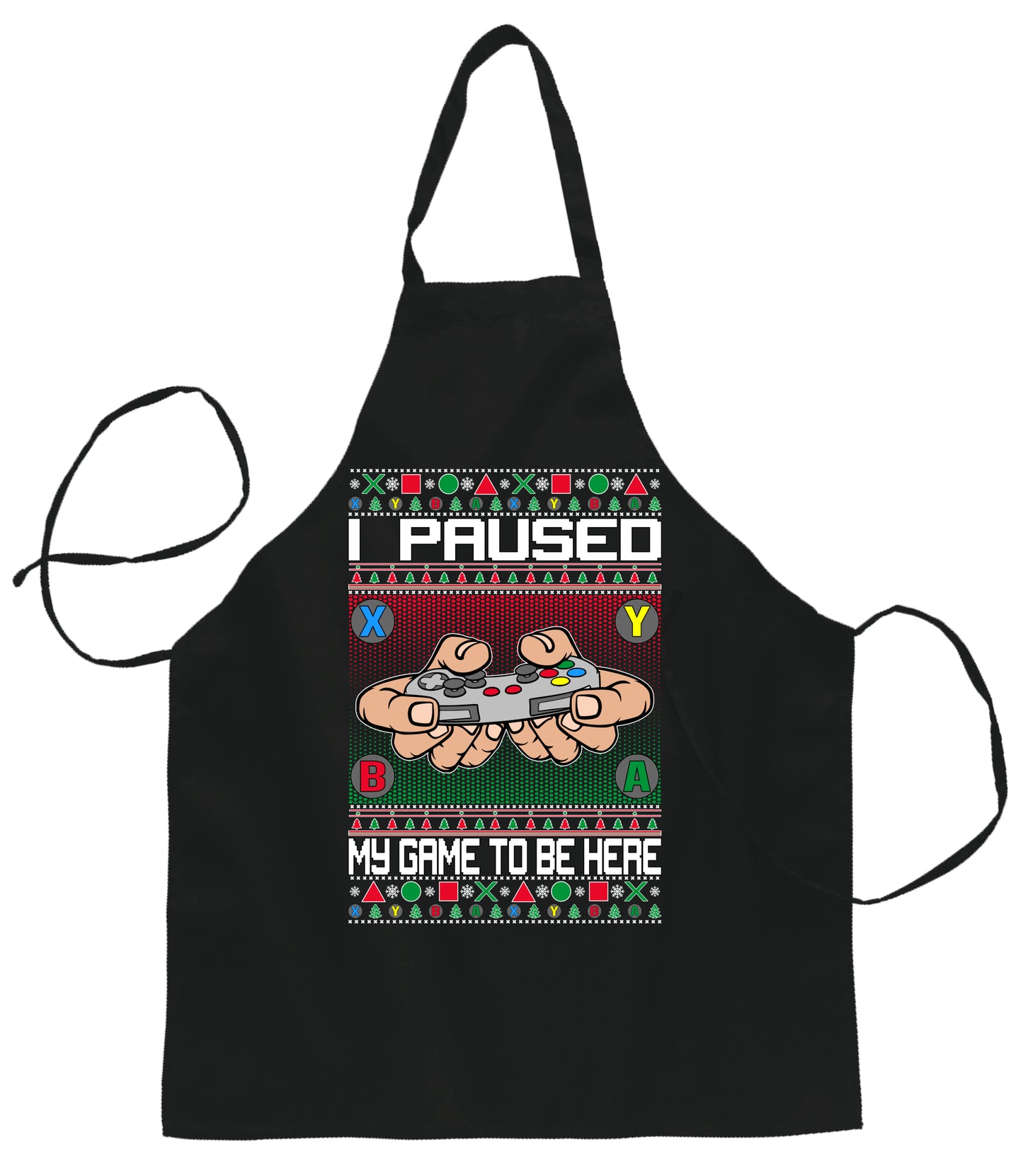 I Paused My Game to Be Here  Ugly Christmas Sweater Ugly Christmas Butcher Graphic Apron for Kitchen BBQ Grilling Cooking