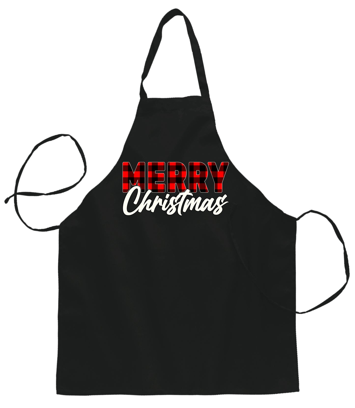 Merry Christmas Buffalo Plaid  Ugly Christmas Sweater Ugly Christmas Butcher Graphic Apron for Kitchen BBQ Grilling Cooking
