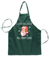 I Can Deliver All Night Long Santa Winking  Ugly Christmas Sweater Ugly Christmas Butcher Graphic Apron for Kitchen BBQ Grilling Cooking