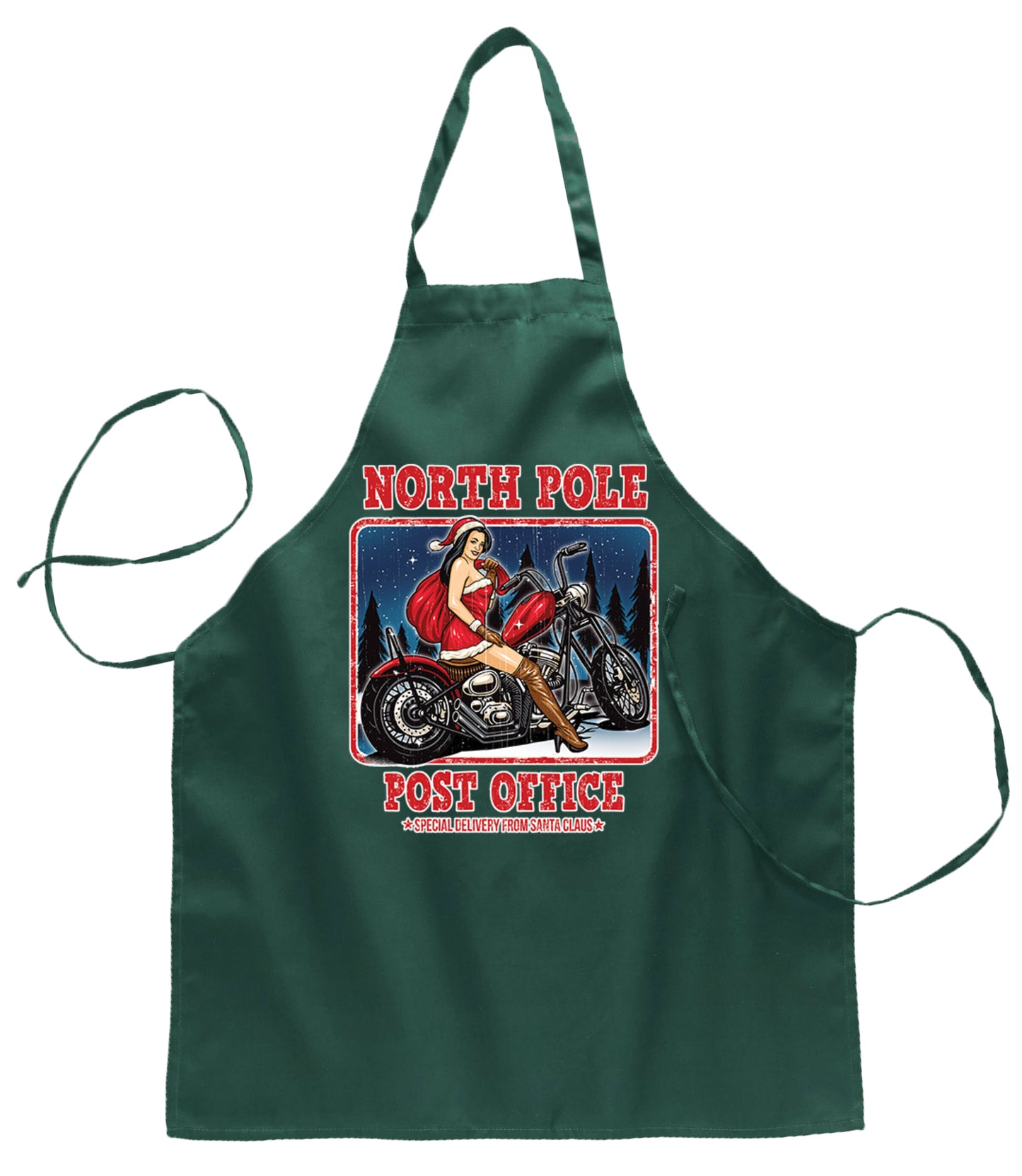 North Pole Post Office Special Delivery  Ugly Christmas Sweater Ugly Christmas Butcher Graphic Apron for Kitchen BBQ Grilling Cooking