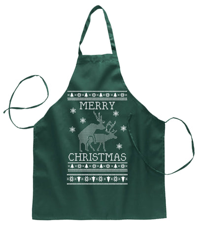 Ugly Ugly Christmas Merry Christmas Reindeer Humping Christmas Ugly Christmas Sweater Ugly Christmas Butcher Graphic Apron for Kitchen BBQ Grilling Cooking