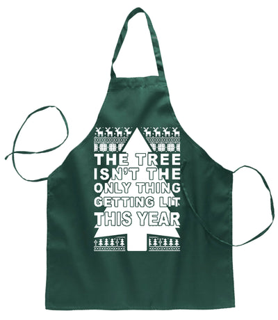 Ugly Ugly Christmas Tree Isn't The Only Thing Getting Lit Christmas Ugly Christmas Sweater Ugly Christmas Butcher Graphic Apron for Kitchen BBQ Grilling Cooking