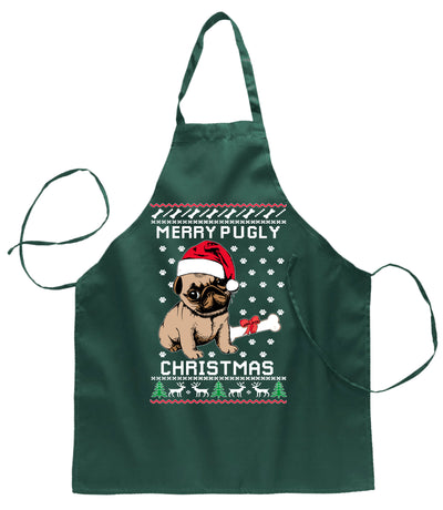 Ugly Ugly Christmas Merry Pugly Christmas Ugly Christmas Sweater Ugly Christmas Butcher Graphic Apron for Kitchen BBQ Grilling Cooking
