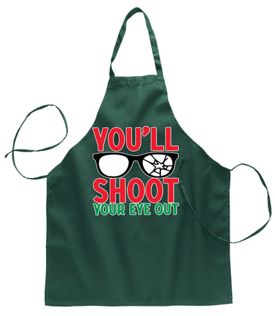 You'll Shoot Your Eye Out Movie Parody Ugly Christmas Sweater Ugly Christmas Butcher Graphic Apron for Kitchen BBQ Grilling Cooking