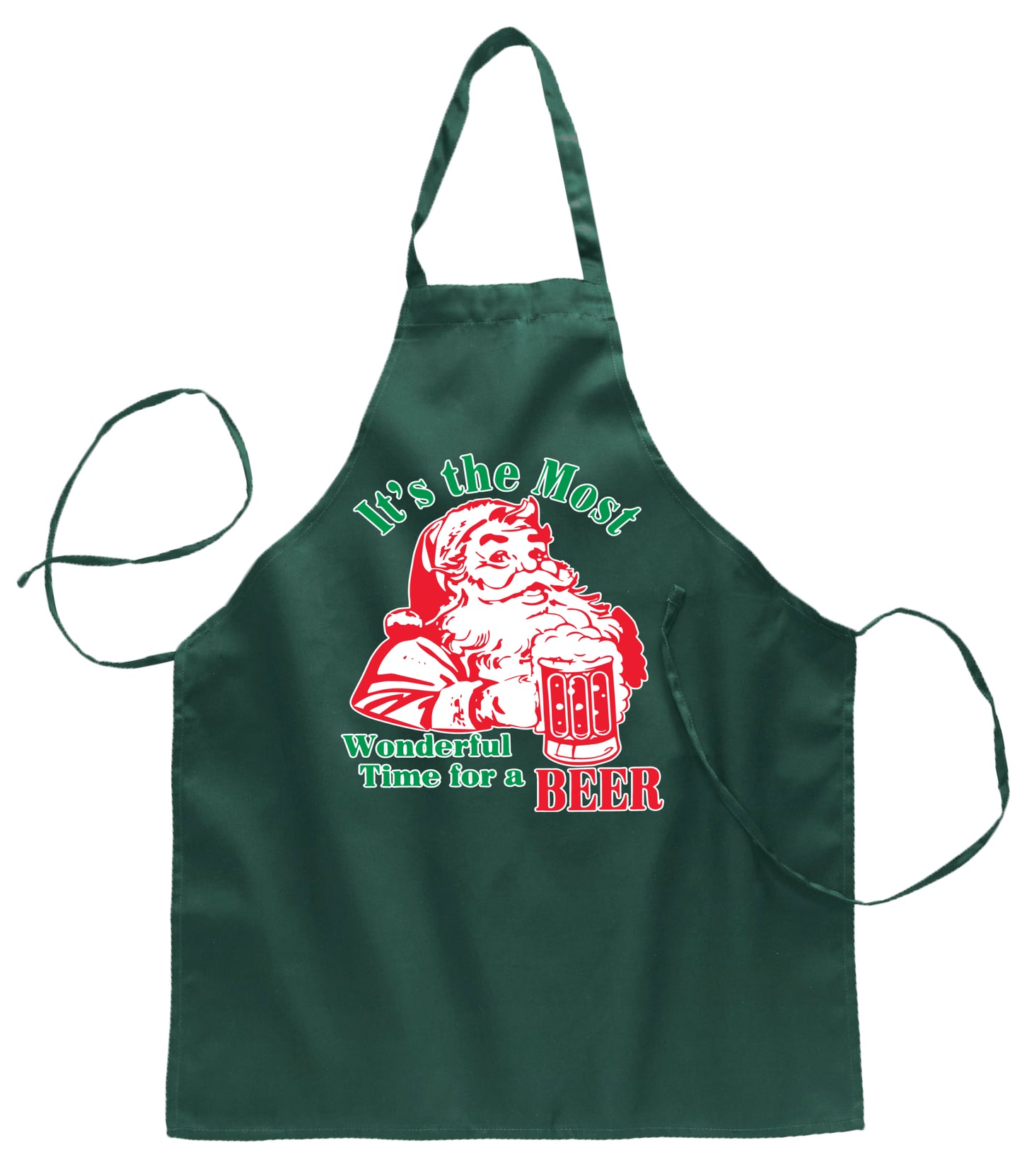 It is The Most Wonderful Time for a Beer Christmas Ugly Christmas Sweater Ugly Christmas Butcher Graphic Apron for Kitchen BBQ Grilling Cooking