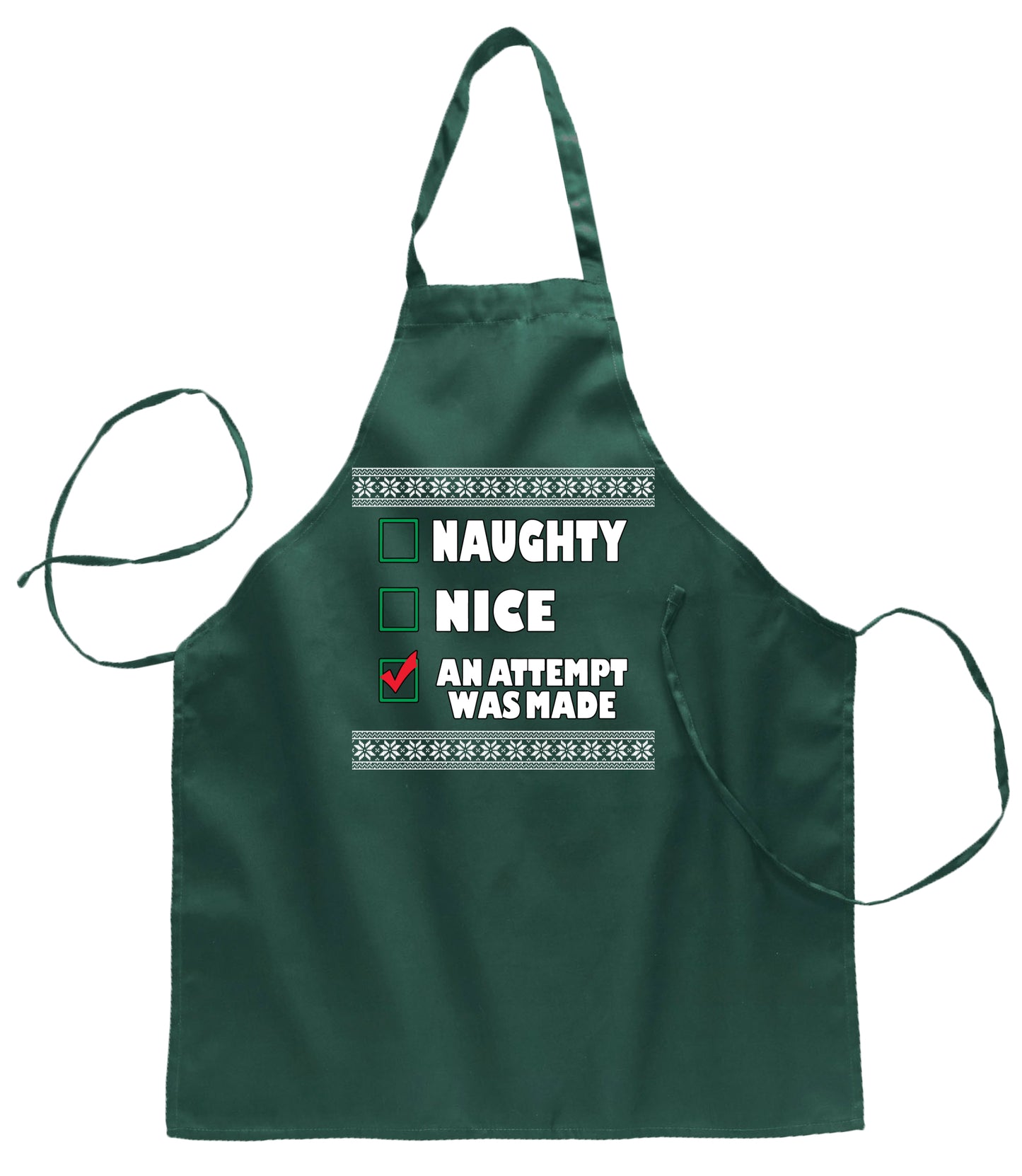 Nice Naughty an Attempt was Made Xmas Christmas Ugly Christmas Sweater Ugly Christmas Butcher Graphic Apron for Kitchen BBQ Grilling Cooking