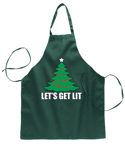 Ugly Ugly Christmas Lets Get Lit Xmas Tree Christmas Ugly Christmas Sweater Ugly Christmas Butcher Graphic Apron for Kitchen BBQ Grilling Cooking