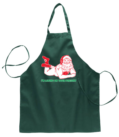 Sexy Santa Im Laying on Your Present Christmas Ugly Christmas Sweater Ugly Christmas Butcher Graphic Apron for Kitchen BBQ Grilling Cooking