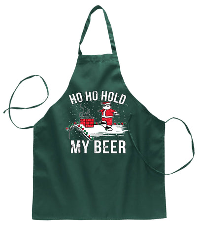 Ugly Ugly Christmas Ho Ho Hold My Beer Skateboarding Santa Christmas Ugly Christmas Sweater Ugly Christmas Butcher Graphic Apron for Kitchen BBQ Grilling Cooking