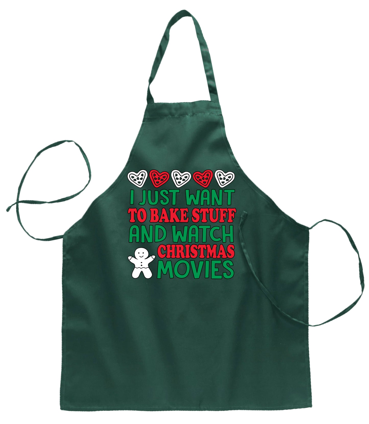 I Just Want to Bake Stuff and Watch Christmas Movies Christmas Ugly Christmas Sweater Ugly Christmas Butcher Graphic Apron for Kitchen BBQ Grilling Cooking