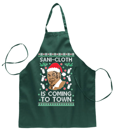 Sani Cloth is Coming to Town Christmas Ugly Christmas Sweater Ugly Christmas Butcher Graphic Apron for Kitchen BBQ Grilling Cooking