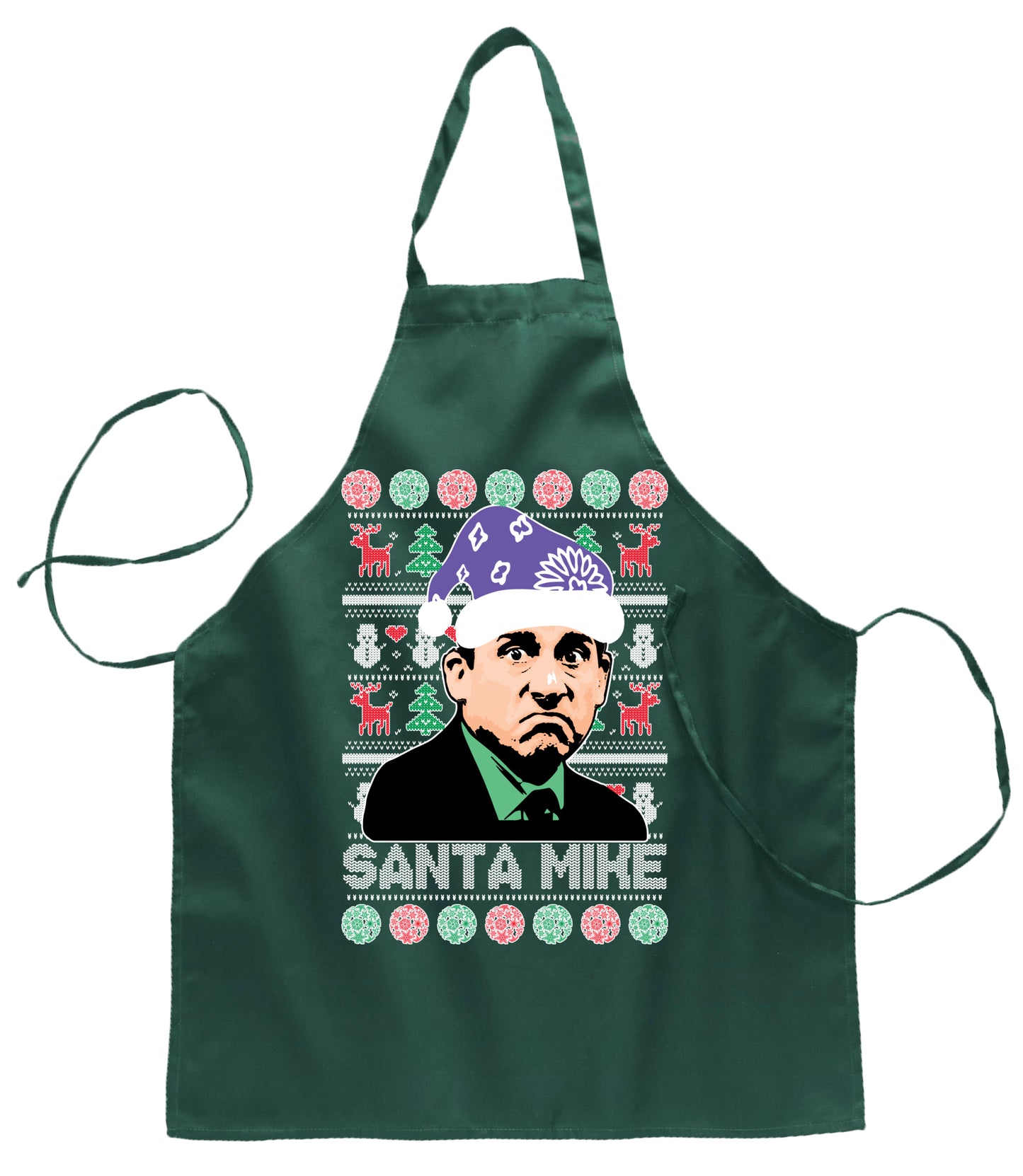 Santa Mike Michael Scott The Office Christmas Ugly Christmas Sweater Ugly Christmas Butcher Graphic Apron for Kitchen BBQ Grilling Cooking