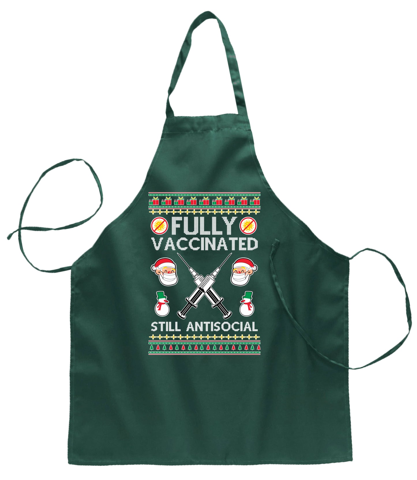 Ugly Ugly Christmas Fully Vaccinated Still Antisocial  Ugly Christmas Sweater Ugly Christmas Butcher Graphic Apron for Kitchen BBQ Grilling Cooking