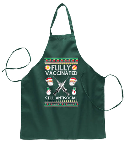 Ugly Ugly Christmas Fully Vaccinated Still Antisocial  Ugly Christmas Sweater Ugly Christmas Butcher Graphic Apron for Kitchen BBQ Grilling Cooking