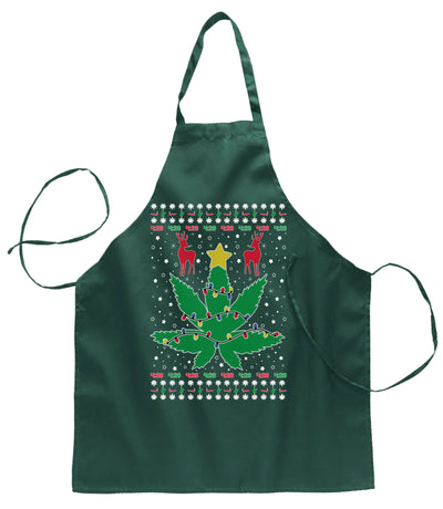 Ugly Ugly Christmas Christmas Weed Ugly Christmas Sweater Ugly Christmas Butcher Graphic Apron for Kitchen BBQ Grilling Cooking