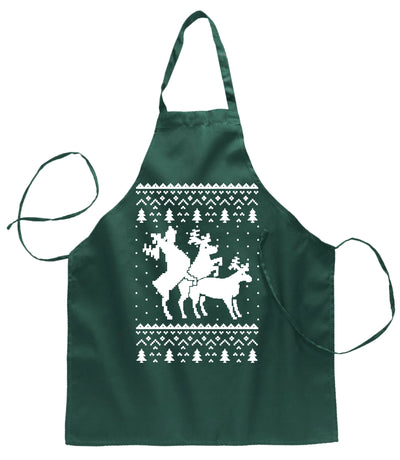 Ugly Ugly Christmas Reindeer Fucks Ugly Christmas Sweater Ugly Christmas Butcher Graphic Apron for Kitchen BBQ Grilling Cooking