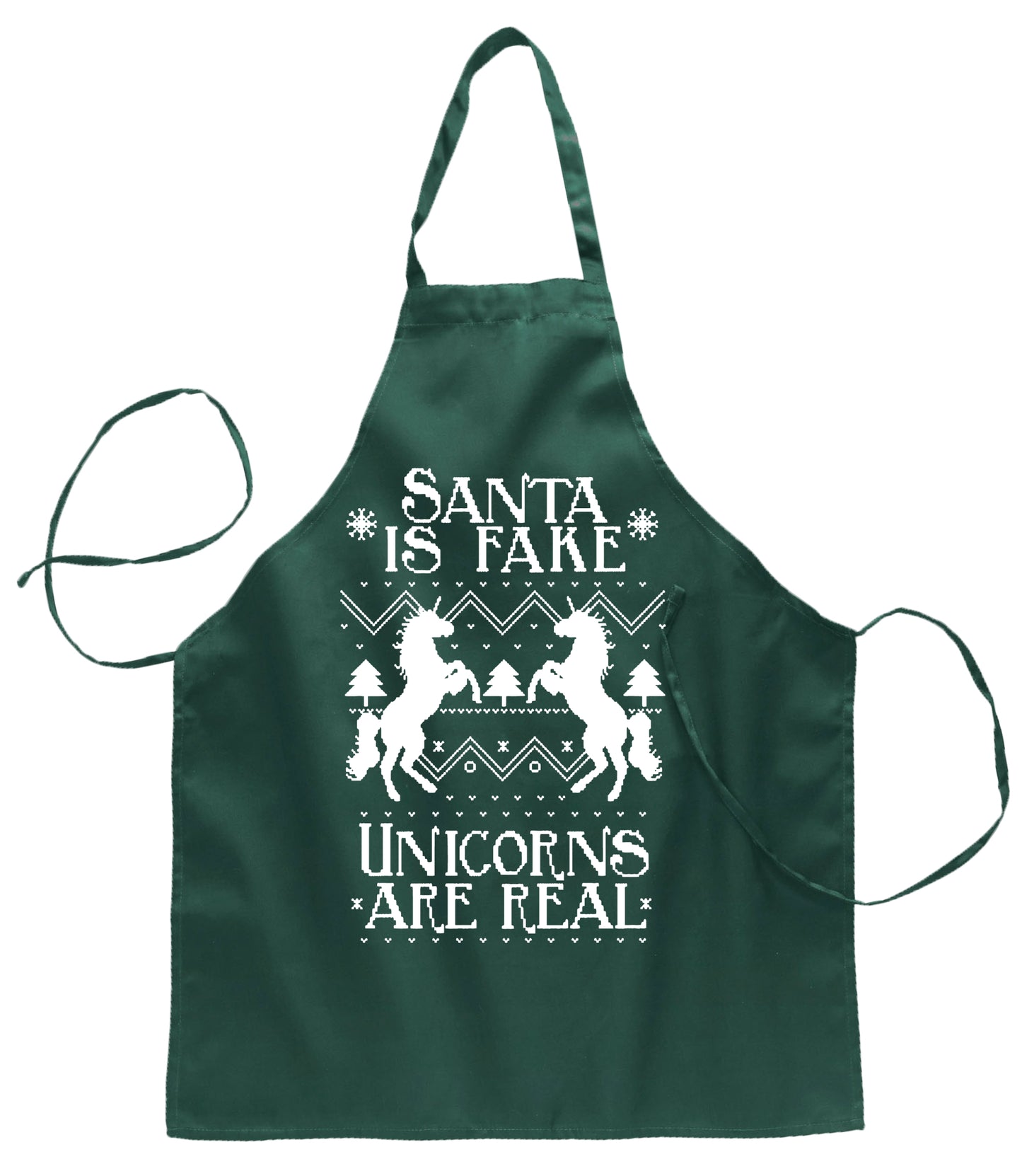 Santa is Fake Unicorns are Real Ugly Christmas Sweater Ugly Christmas Butcher Graphic Apron for Kitchen BBQ Grilling Cooking