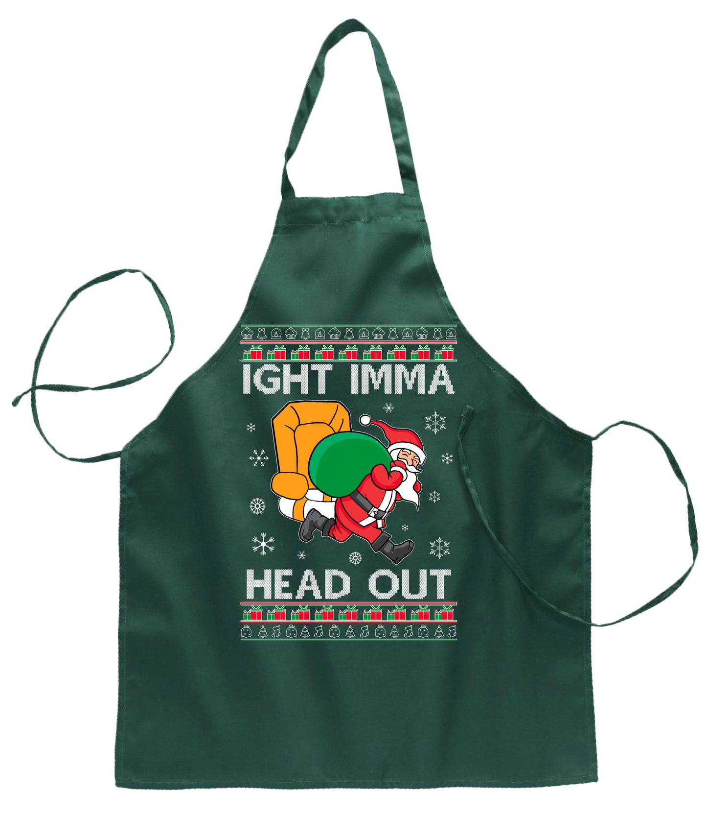 Ight Imma Head Out Ugly Christmas Sweater Ugly Christmas Butcher Graphic Apron for Kitchen BBQ Grilling Cooking