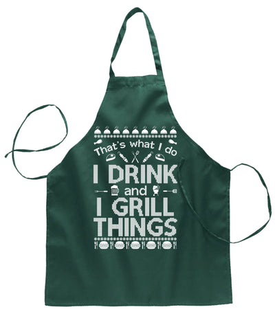 Ugly Ugly Christmas I Drink and I Grill Things Christmas Ugly Christmas Sweater Ugly Christmas Butcher Graphic Apron for Kitchen BBQ Grilling Cooking