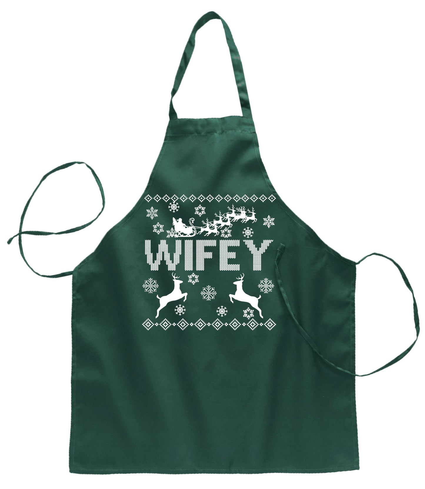 Christmas Wifey Love Christmas Ugly Christmas Sweater Ugly Christmas Butcher Graphic Apron for Kitchen BBQ Grilling Cooking