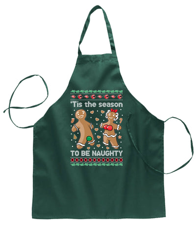 Tis Season to get Naughty Xmas Christmas Ugly Christmas Sweater Ugly Christmas Butcher Graphic Apron for Kitchen BBQ Grilling Cooking