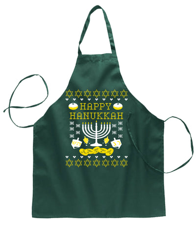 Ugly Ugly Christmas Happy Hanukkah Ugly Christmas Sweater Ugly Christmas Butcher Graphic Apron for Kitchen BBQ Grilling Cooking