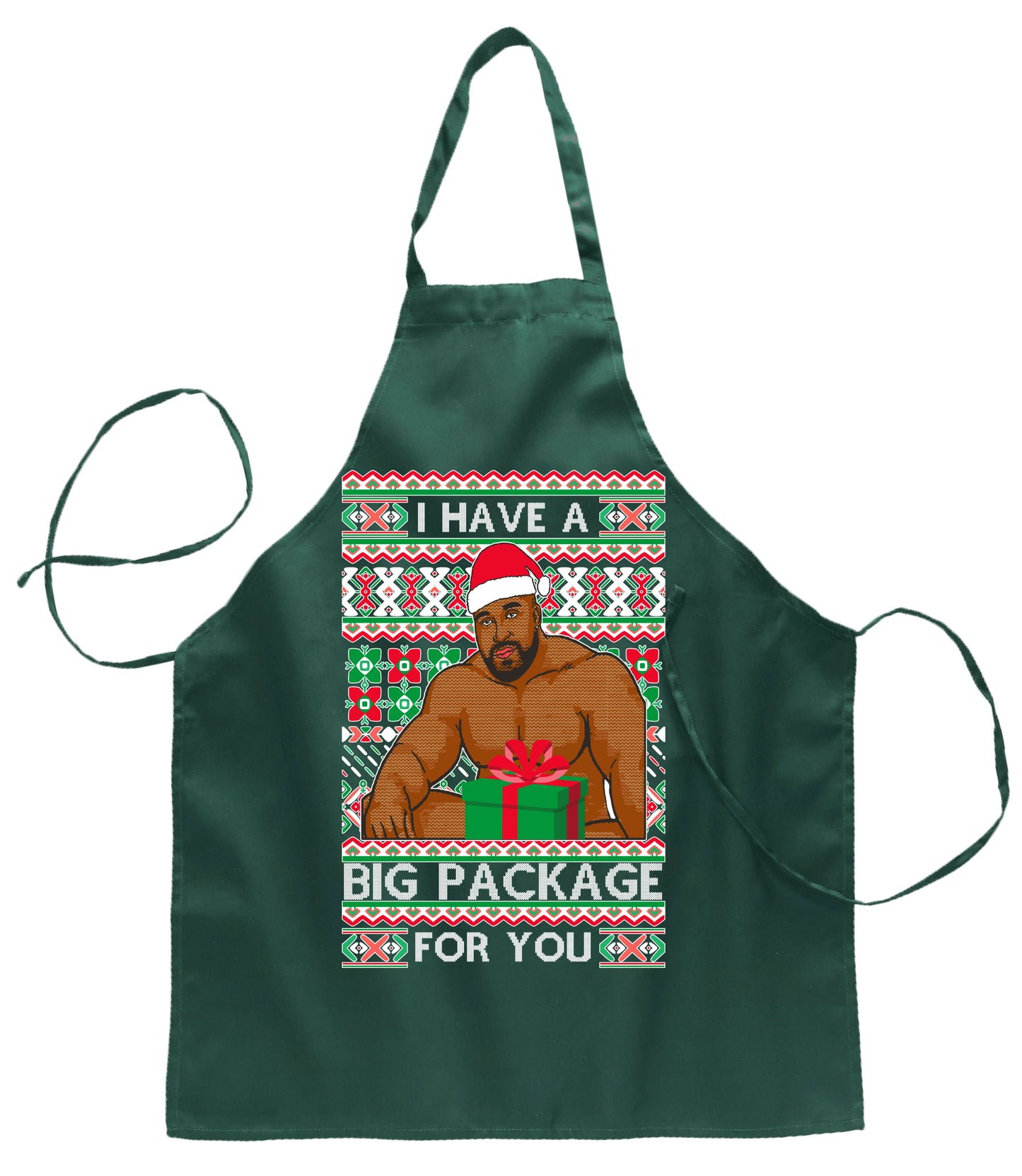 I Have a Big Package Meme Barry Wood Christmas Ugly Christmas Sweater Ugly Christmas Butcher Graphic Apron for Kitchen BBQ Grilling Cooking