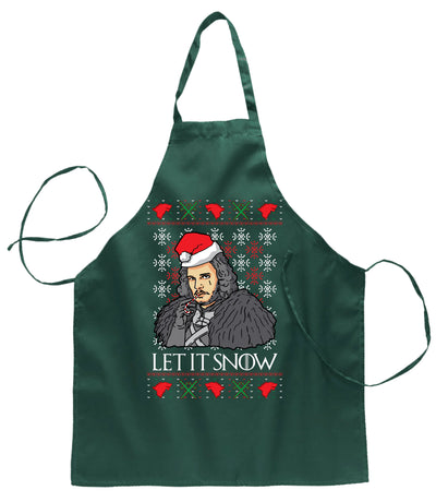 Ugly Ugly Christmas Let It Snow Jon Snow Full Color GoT Christmas Ugly Christmas Sweater Ugly Christmas Butcher Graphic Apron for Kitchen BBQ Grilling Cooking
