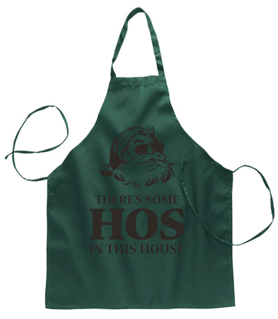 Theres Some Hos in This House Christmas Ugly Christmas Sweater Ugly Christmas Butcher Graphic Apron for Kitchen BBQ Grilling Cooking