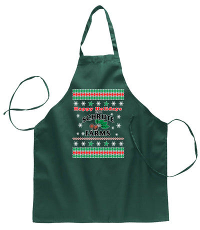 Ugly Ugly Christmas Happy Holidays from Schrute Farms Ugly Christmas Sweater Ugly Christmas Butcher Graphic Apron for Kitchen BBQ Grilling Cooking